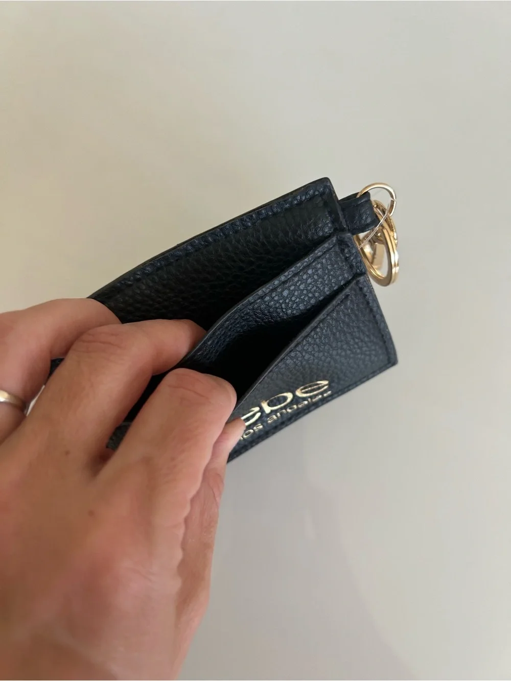 Y2K VTG bebe Black Leather Card Holder Keyring mint